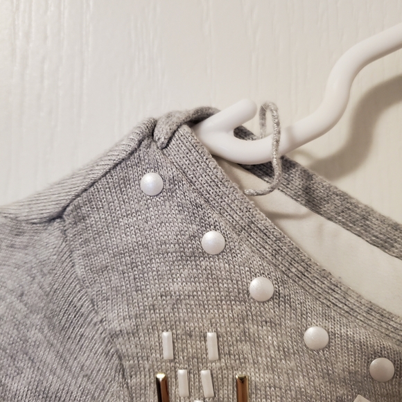 White House Black Market Grey Boat Neck Sequin Long Sleeve Blouse (Size XS) - Picture 3 of 16